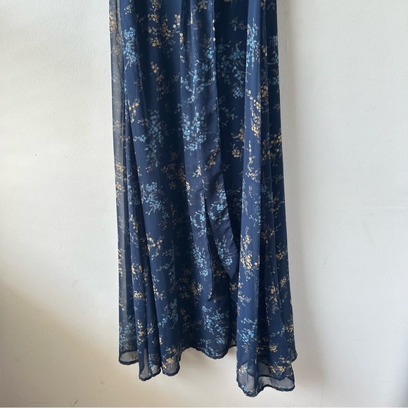 Neesees Dresses The Karlee Orange Creek Modest Maxi Chiffon Navy Floral Dress S - Picture 10 of 12